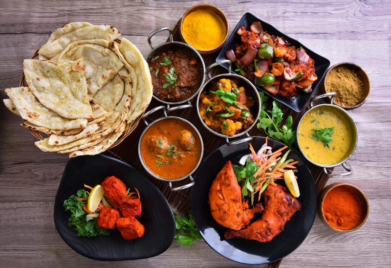 delicious indian food such as naan, butter chicken, tandoori and more